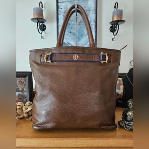 Tory Burch Horsbit Jaden Tote. Gorgeous Chocolate Brown Leather EUC